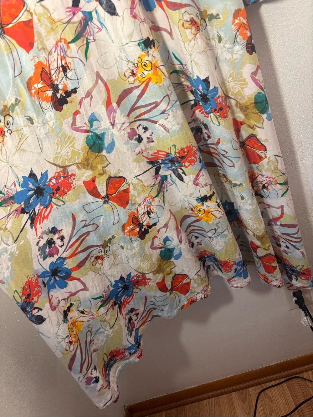 Attitudes by Renee Long Floral Maxi Dress with Blue & Orange Blooms Size Large - Picture 6 of 9